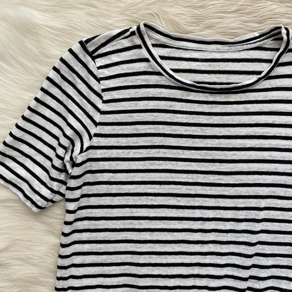 Eileen Fisher White Black Striped Organic Linen Dress - Picture 5 of 10